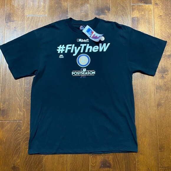 Majestic MLB Chicago Cubs 2017 #FlyTheW Baseball Black T-Shirt Men's Size XL NWT - Picture 3 of 7